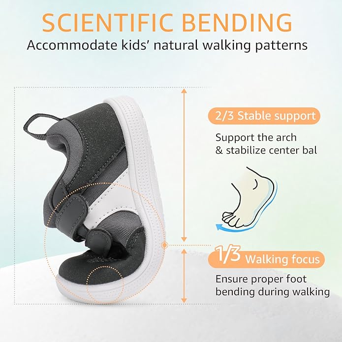 Toddler Wide Toe Box Barefoot Shoes Boys Girls Sneakers Zero Drop Kid Tennis Running Shoes Lightweight Non-Slip Comfortable Infant First Walking Shoe Outdoor Activities School