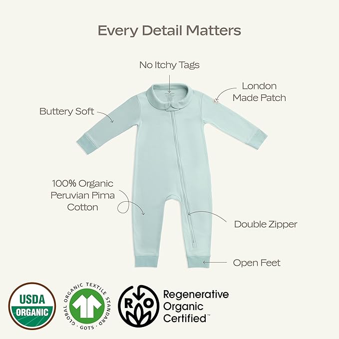 MON CHOU Organic Footless Baby Pajamas – 100% Pima Cotton, Ultra Soft, Lightweight & Breathable All-Season Sleepers