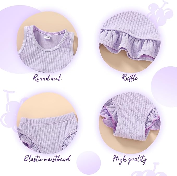 HAPPYMA Baby Swimsuit Toddler Girl Bathing Suit Summer Solid Color Bikini Set Beach Two Piece Swim Wear