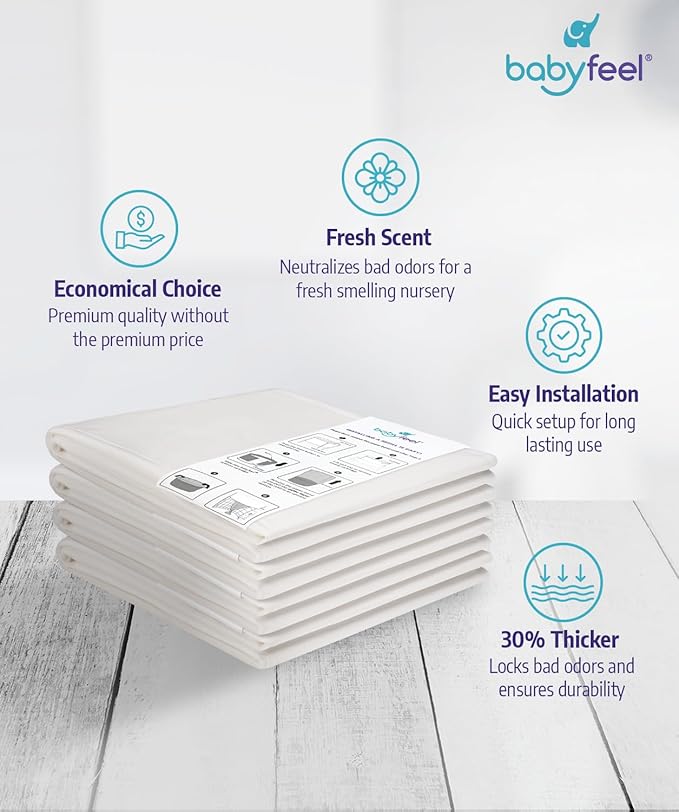 Babyfeel Refills Compatible with DEKOR CLASSIC Diaper Pails | 4 Pack | Exclusive 30% Extra Thickness | Diaper Pail Refills with Powerful Odor Elimination | Powder Scent | Holds up to 1980 Diapers