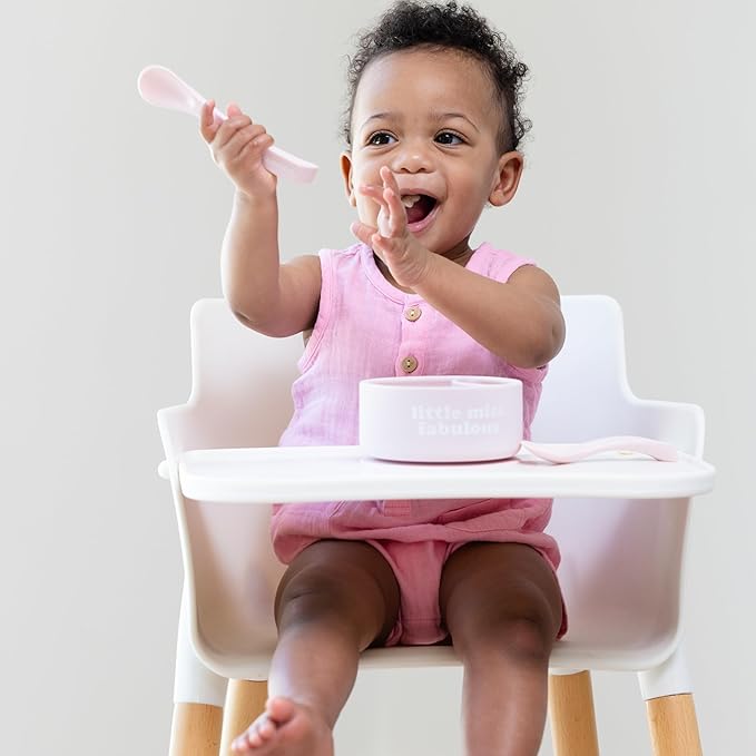 Bella Tunno Silicone Suction Bowl & Spoons for Toddlers & Babies, Food Grade BPA Free Silicone, Non Slip Base, Microwave & Dishwasher Safe, Ideal Baby-Led Weaning Bowl, Miss Mess/Love First Bite