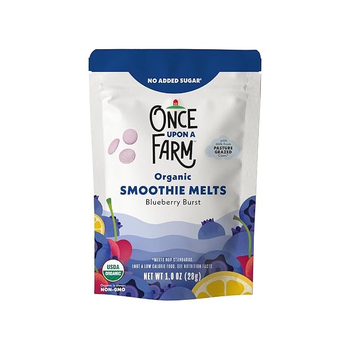 Once Upon A Farm Organic Smoothie Melts with Milk from Pasture Grazed Cows, Blueberry Burst, Non GMO, Kosher, 1 Ounces (Pack of 8)