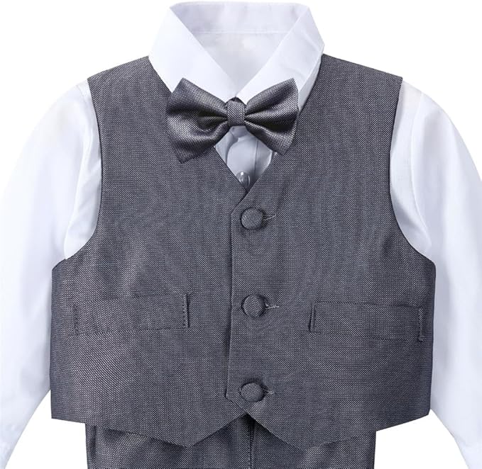 Dressy Daisy Baby Toddler Boy 5 Pcs Set Formal Tuxedo Suits No Tail Wedding Christening Baptism Outfits