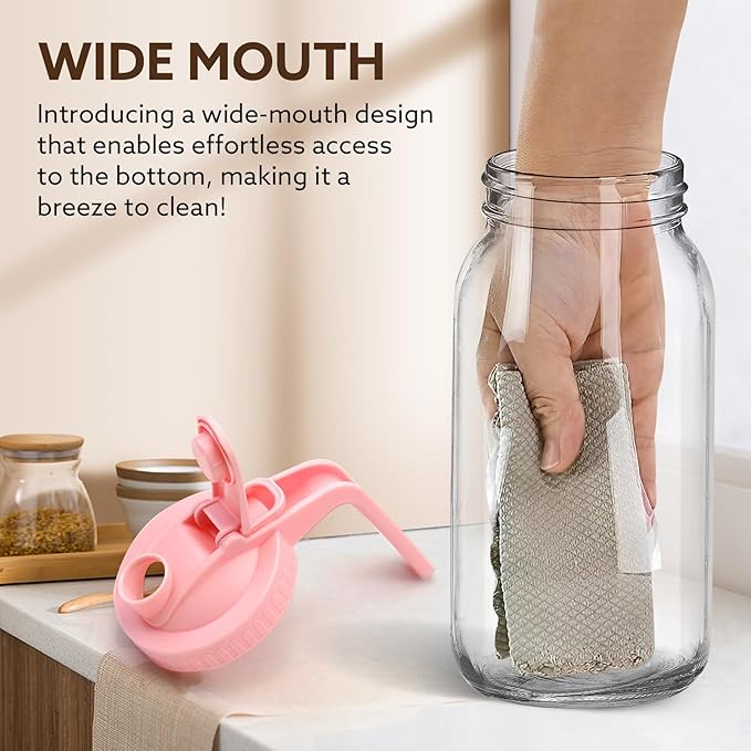 Breast Milk Pitcher, 32 OZ Mason Jar Pitcher with Lid Double Leak Proof,1 Quart Breastmilk Storage Containers for Fridge, Glass Jug for Sun Tea, Juice, Cold Brew Coffee