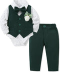 SANMIO Baby Boy Clothes Suits Infant Gentleman Outfit Collared Dress Shirt+Vest+Tie+Corsage+Pants 5Pcs Baby Suit Sets