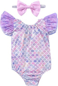 Toddler Girl Baby Ruffles Mermaid Fish Scale Swimsuit One Piece Swimwear Bathing Sunsuit