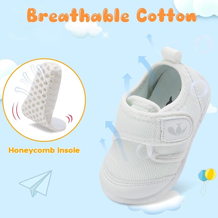 FEETCITY Baby First Walking Shoes Boys Girls Infant Sneakers Crib Shoes Breathable Lightweight Slip On Shoes