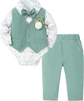 SANMIO Baby Boy Clothes Suits Infant Gentleman Outfit Collared Dress Shirt+Vest+Tie+Corsage+Pants 5Pcs Baby Suit Sets