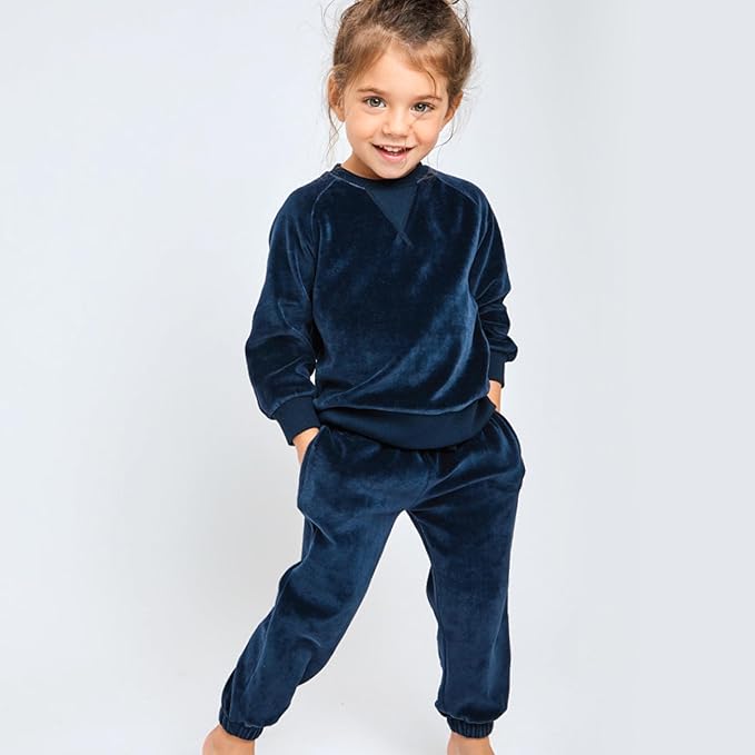 HonestBaby Baby 2-Piece Cozy Velour 100% Organic Cotton Sweatshirt and Jogger Sweatpants Set