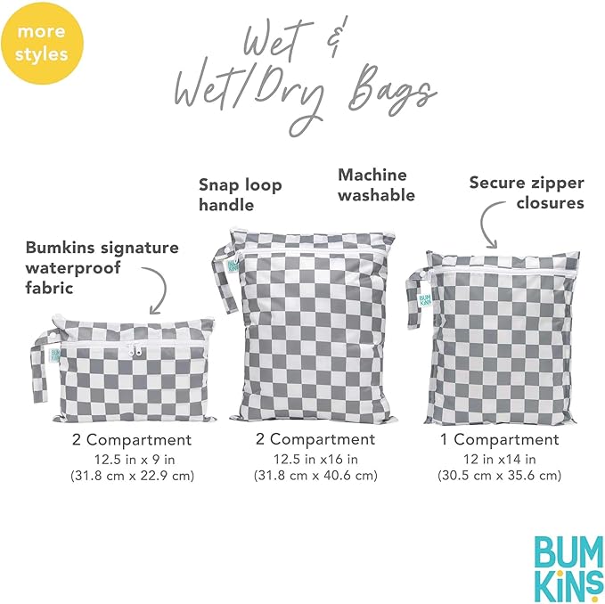 Bumkins - Waterproof Wet Bag, Wet/Dry Clutch & Clear Travel Bags - For Beach, Baby, Travel, Cloth Diapers, Pump Parts, Pool, Gym, Toiletries - Reusable & Easy to Clean - Boho Beige - 5 Pack