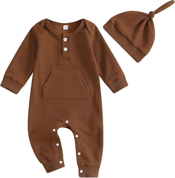 Kuriozud Newborn Infant Unisex Baby Boy Girl Clothes Button Romper Jumpsuit Basic One Piece Outfits