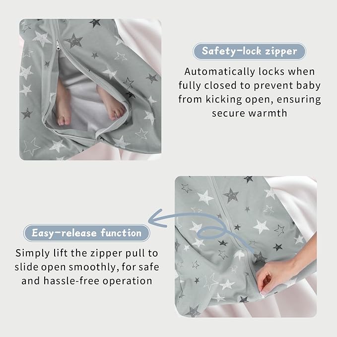 Baby Sleep Sack 12-18 Months Baby Wearable Blanket 100% Cotton TOG 0.5 2-Way Zipper Newborn Sleeping Bag, 3 Pack Comfy Lightweight Sleep Sacks for Babies