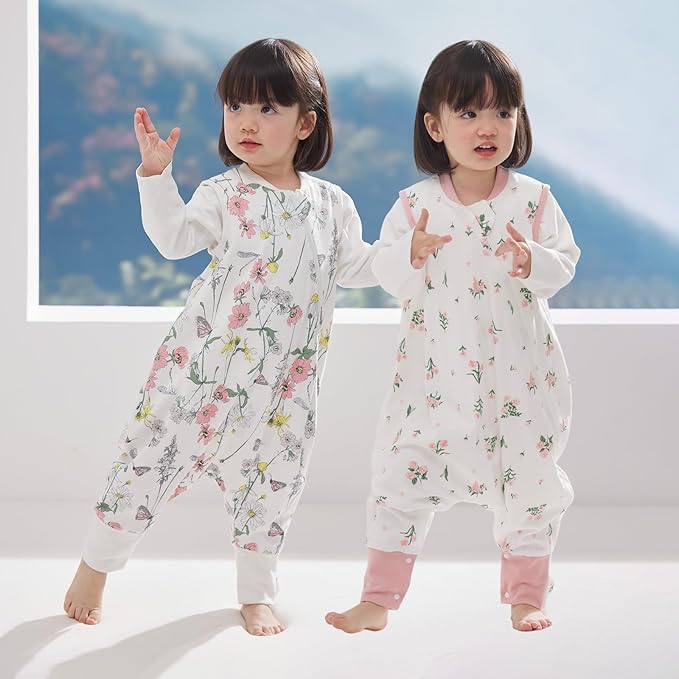 Duomiaomiao 2 Pack 0.5 TOG Toddler Sleep Sack 36-48 Months 100% Cotton Lightweight Baby Sleep Sack with Feet, Breathable Comfy Toddler Wearable Blanket
