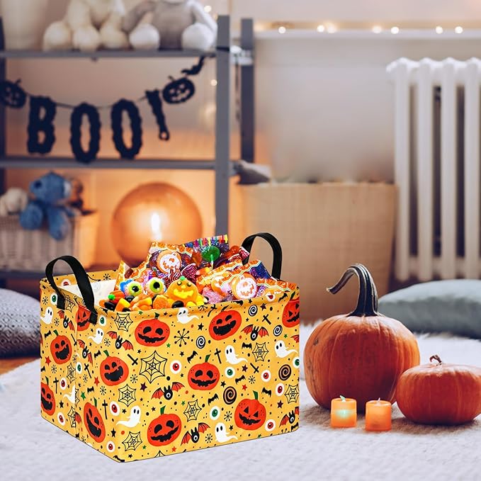 Ghost Happy Halloween Kids Gift Shelf Storage Basket Organizer Box Clothes Laundry Hamper Toys Nursery Basket Baby Laundry Basket with Handles