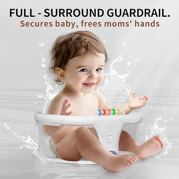 Baby Bath Seat for Babies Sitting Up Infant Bath Tub Portable Sit Up Seats Bathing Chair Newborn and Toddler Essentials 0-12 Months Bathtub Sink Bather Sitting Shower Support with Temperature Alert
