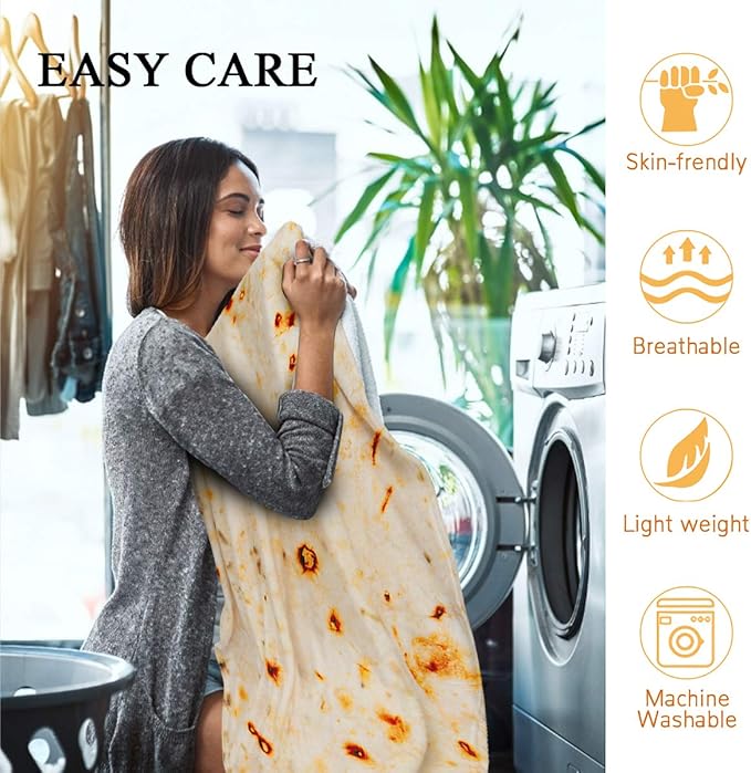 Kids Tortilla Blanket 1 2 3 4 5 Year Old Boy Birthday Gift, 49 Inch Burritos Kids Blanket Funny Kindergarten Graduation Gifts for Boys, Taco Food Blanket, Soft Comfortable Flannel Throw Blanket