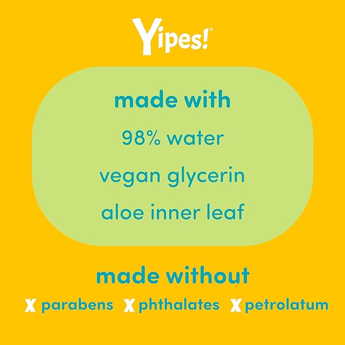 Yipes! Kids Face and Hand Wipes | Compostable Wet Wipes for Sensitive Skin | Individually Wrapped | Classroom Must Haves | Travel Essentials | For Backpacks, Lunchboxes, Classroom Supplies | 2 pack