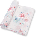 LollyBanks Swaddle Blanket 100% Cotton, Muslin Swaddle Blankets Lightweight, Soft Baby Swaddle Blanket 47 x 47 inches, Baby Essentials, Registry and Gift (Fireworks Print)