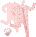JunNeng Baby Girl Viscose from Bamboo Sleeper with Mitten Cuffs, 2 Way Zipper Romper, Sleep N' Play Pajamas 0-18 Months