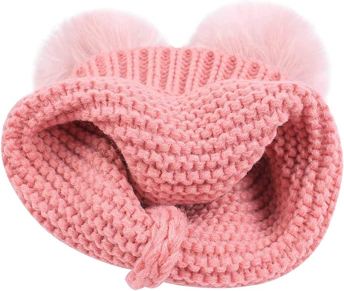 Duoyeree Baby Winter Hat Scarf Glove Beanie Set Girls Boys Pom Pom Knitted Beanie Mitten Scarves for Toddler 0-3T