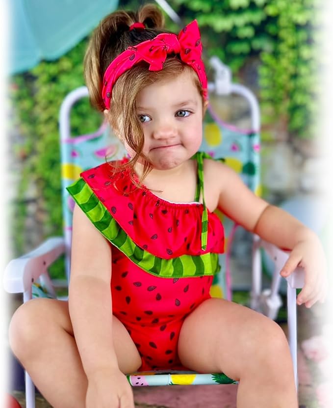 Toddler Baby Girls Ruffles Bikini One Piece Swimsuits Floral Off Shoulder Swimwear Beach Bathing Suit