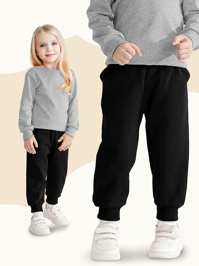 HXP 3 Pack Toddler Sweatpants Cotton Toddler Boys Girls Unisex Sweatpants Pants with Pocket Drawstring