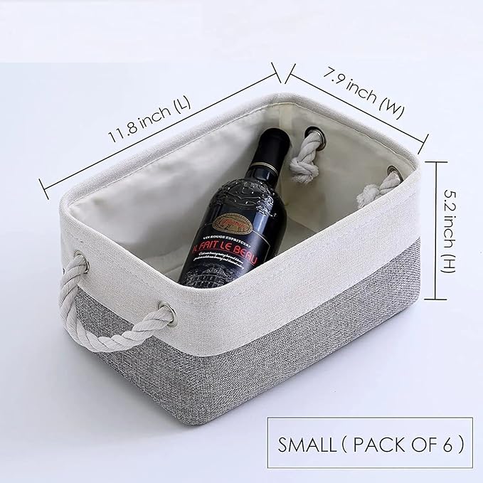 Storage Baskets 12x8x5 inch 10 Pack Fabric Baskets Foldable Storage Bins Decorative Baskets cloth storage baskets Storage Foldable Storage Bin with Rope