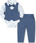 Baby Boy Clothes Suits Infant Gentleman Wedding Outfit Formal Dress Shirt Vest Bowtie Pants 4Pcs Baby Suit Sets