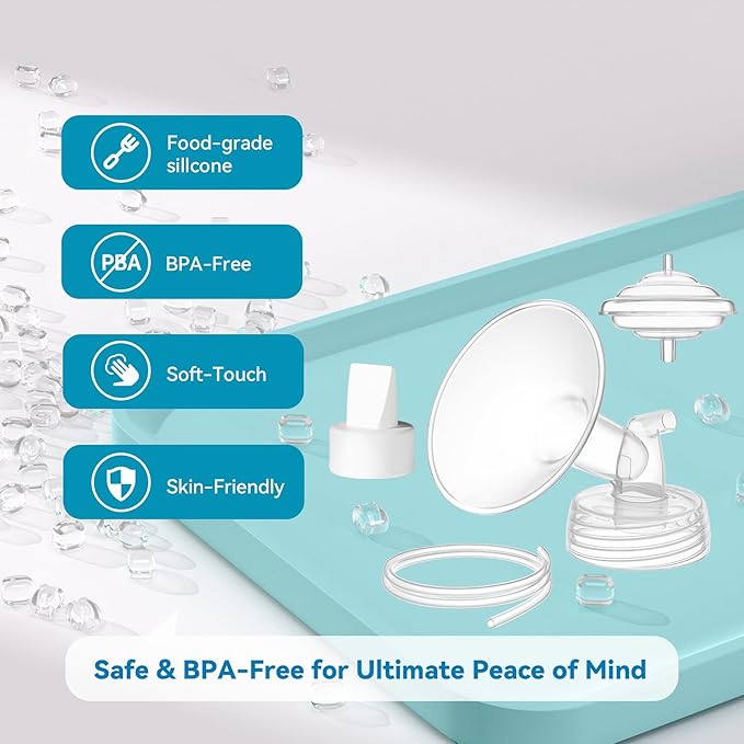 Breast Pump Accessories Kit - 18mm Flange Set Compatible with Spectra S1/S2/Motif Luna, Includes Valves, Tubing & Backflow Protectors
