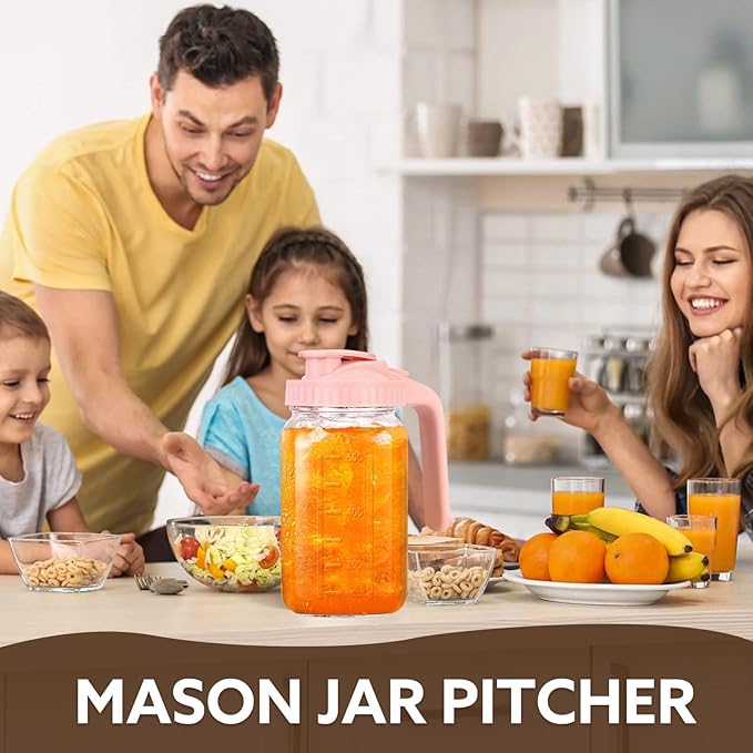 Breast Milk Pitcher, 32 OZ Mason Jar Pitcher with Lid Double Leak Proof,1 Quart Breastmilk Storage Containers for Fridge, Glass Jug for Sun Tea, Juice, Cold Brew Coffee