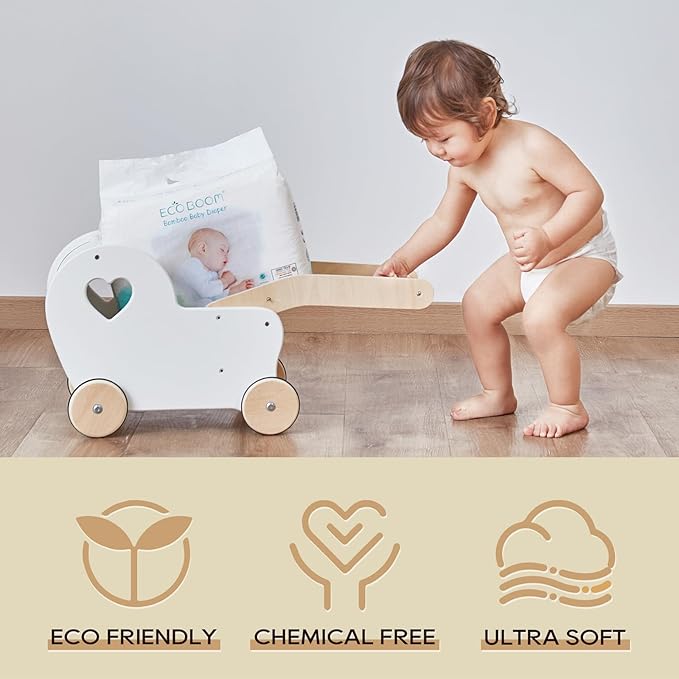 ECO BOOM Diapers, Viscose from Bamboo Diapers, Natural Soft Disposable Nappies for Infant, Size 2 Suitable for 6 to 16lb (Small - 36 Count)