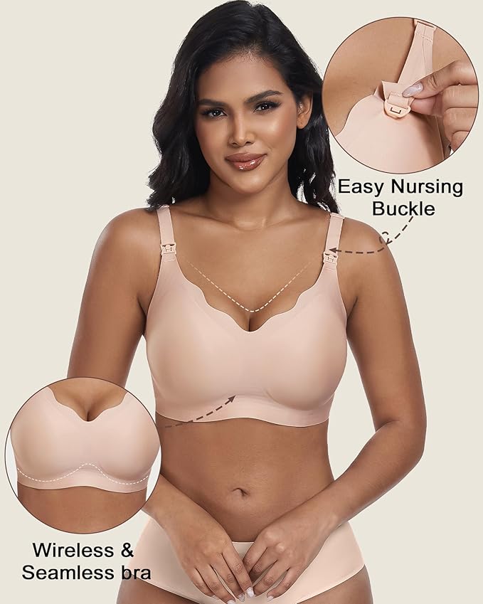 As Fairy Wireless Seamless Pumping Bra Hands Free Nursing Bra Wirefree Comfort Wearable Breast Pump Brass
