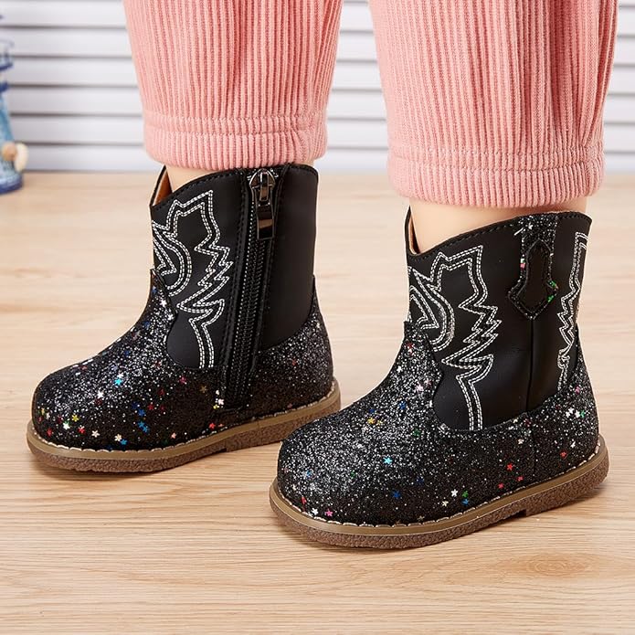 BMCiTYBM Baby Cowboy Cowgirl Boots Infant Western Shoes Boys Girls Round Toe Boots All Seasons 6-24 Months
