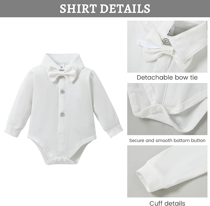 SANMIO Baby Boy Clothes Suits Infant Gentleman Outfit Collared Dress Shirt+Vest+Tie+Corsage+Pants 5Pcs Baby Suit Sets
