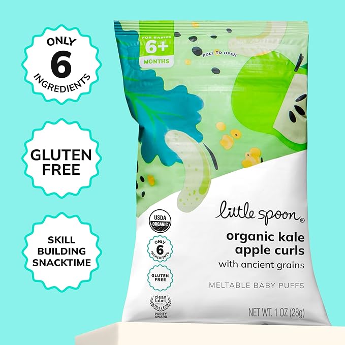 Little Spoon Organic Baby Puffs Variety Pack – Kale Apple & Banana Pitaya Duo – Meltable Toddler Puffs (2-Pack)