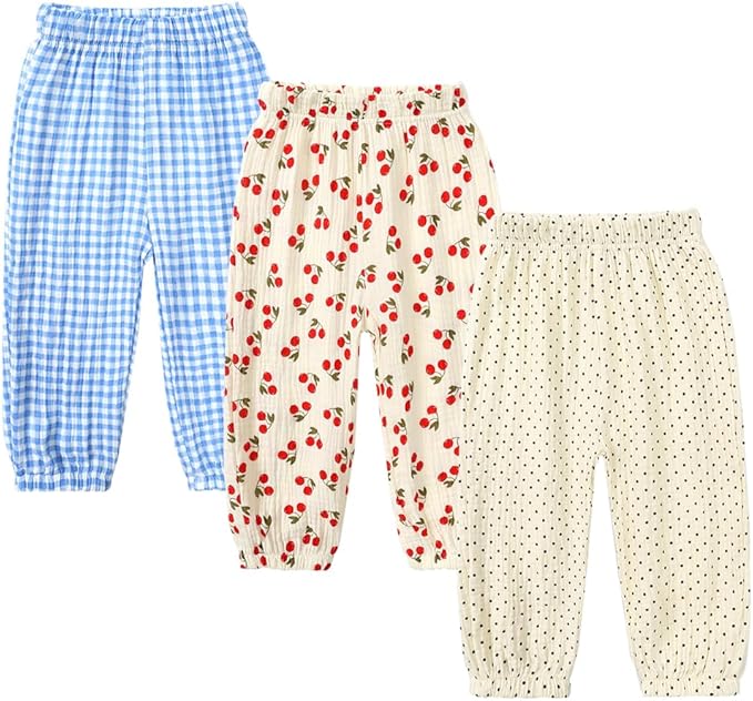 MYGBCPJS Baby Boys Girls Cotton Linen Trousers Kids Casual Ankle Pants Loose Long Bloomers