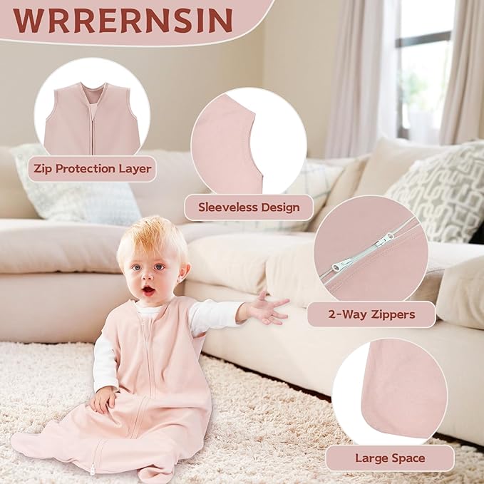 Baby Sleep Sack 0-6 Months,100% Cotton TOG 0.5 Wearable Blanket for Newborn and Infant, 3 Pack 2-Way Zipper Lightweight Sleeping Bags for Toddler