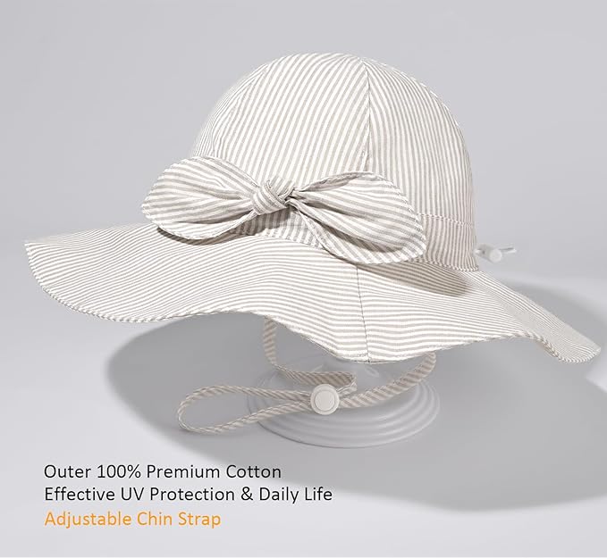 Baby Girl Sun Hat Summer Foldable Beach Hats with UPF50+ Sun Protection Wide Brim Toddler Bucket Hat Cap