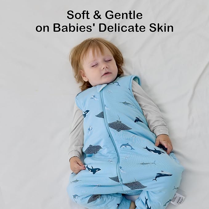 BubblePanda Rayon Made from Bamboo Toddler Sleep Sack with Feet 6-12 Months 1.0 Tog Ultra Soft Toddler Sleeping Sack Baby Sleep Bag Walker Quilted Wearable Blanket with Legs 2-Way Zipper Lightweight
