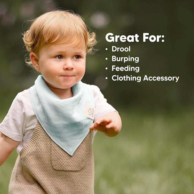 8-Pack Muslin Baby Bibs for Boys, Girls - Muslin Bandana Drool Bibs for Baby Girl & Boy, Drooling Newborn, Teething Toddler, Infant 0-36 Months, 100% Cotton Extra Absorbent & Soft (Mirage)