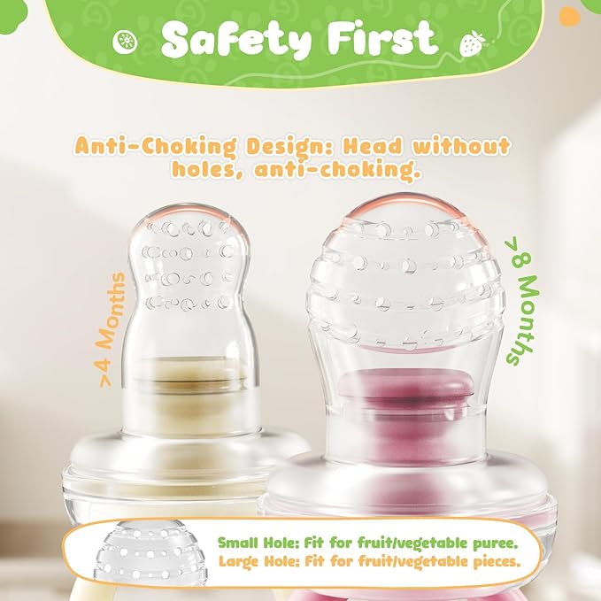 Bear Baby Fruit Food Feeder & Mini Freezer Nibble Tray Combo, 2 Pack Breastmilk Popsicle Molds for Baby Teething Relief, BPA Free Silicone Feeder for Safe Infant Self Feeding, Dishwasher Safe, Pink