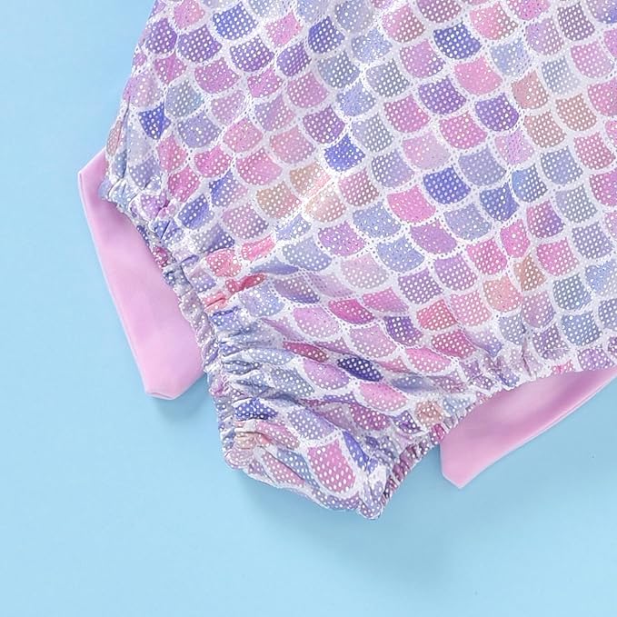 Toddler Girl Baby Ruffles Mermaid Fish Scale Swimsuit One Piece Swimwear Bathing Sunsuit