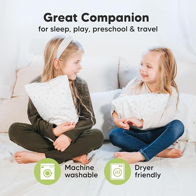 Mini Toddler Pillow with Pillowcase - 9x13 My Little Dreamy Travel Kids Pillow for Sleeping, Toddler Bed, Small, Tiny, Organic Cotton Pillowcase, Soft & Breathable, Kids 2-4 Years Old (Flora Vale)