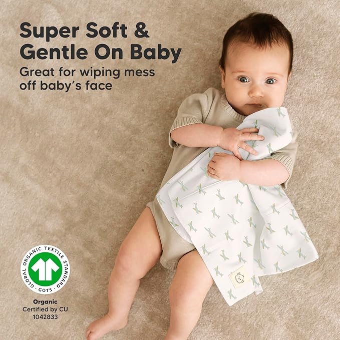 Organic Burp Cloths Baby Boy, Girl - 6-Pack Large Cotton Burping Cloths for Babies, Spit Up Rags, Super Absorbent, Ultra Soft Newborn Rag, Gender Neutral, Machine Washable, Durable (Vessels)