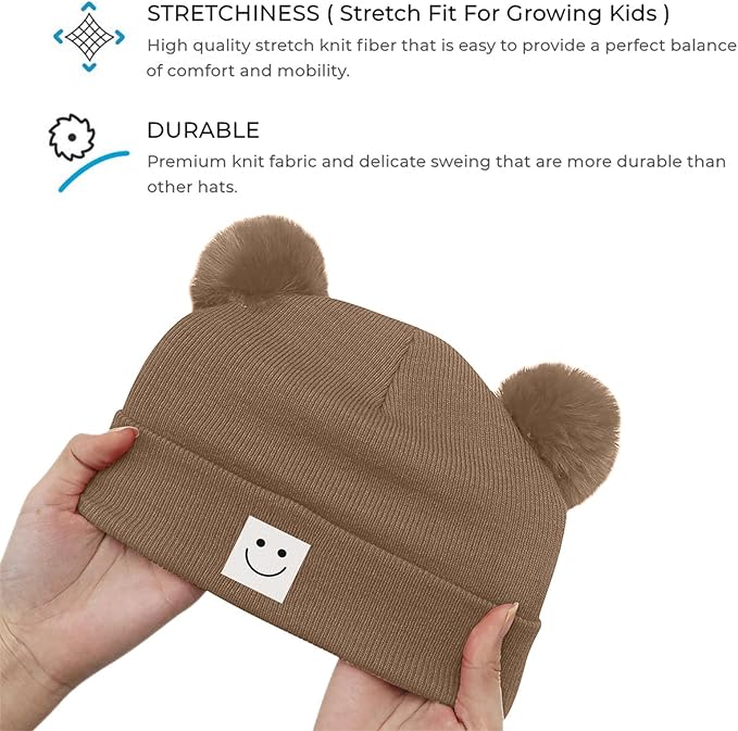 AZJ Baby Beanie Hat Toddler Infant Winter Knitted Hat Kids Soft Warm Pom Pom Beanie Cap for Boys Girls