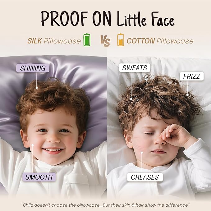 OLESILK 100% Mulberry Silk Toddler Pillowcase for Hair and Skin, Both Sides 19 Momme Pure Natural Silk Travel Pillow Cases with Hidden Zipper, 13"x 18", Plum