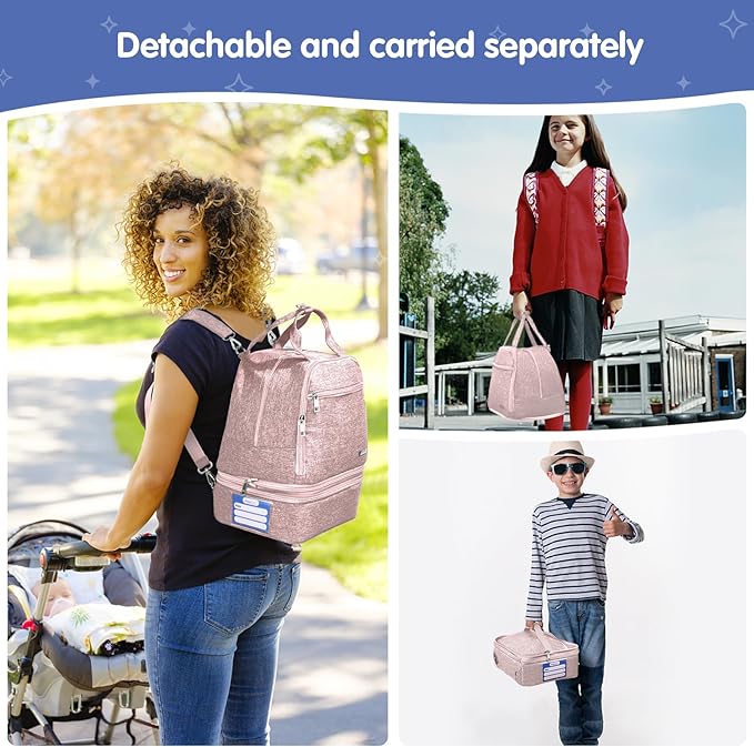Breast Pump Bag for Spectra S1/S2, Cooler Travel Backpack with Ice Packs, Portable Carrying Case for Breastmilk Storage, Pumping Bag for Working Moms, Pink