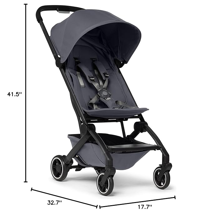 Joolz AER+ Lightweight & Compact Travel Stroller - Portable One-Hand Fold Design - Ergonomic Seat for Infant & Toddler (up to 50 lb) - XXL Sun Hood - Stroller for Airplane -Travel Pouch - Stone Grey