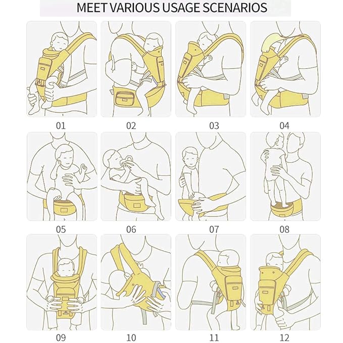 Baby Carrier, 6-in-1 Newborn to Toddler, Carrier with Hip Seat Lumbar Support 7-41 lbs, Adjustable Baby Holder Carrier for All Seasons & Positions