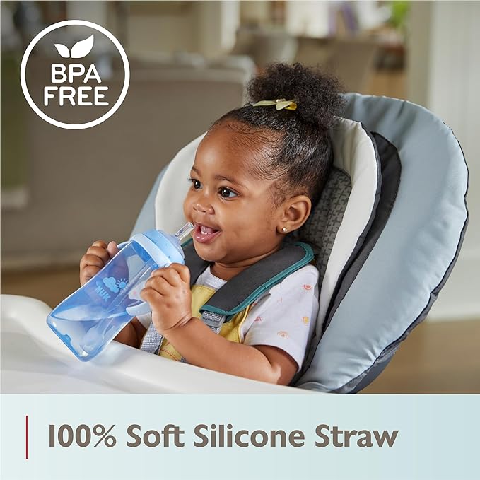 NUK Learner Straw Cup 10oz - Toddler Cup with Soft Straw for Easy Drinking Suitable for Ages 8 Months and Up